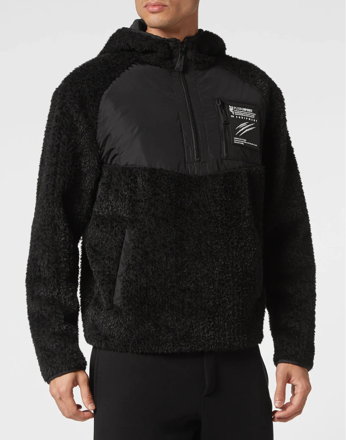 Pile Half-zip Hoodie Scratch, цвет: Черный