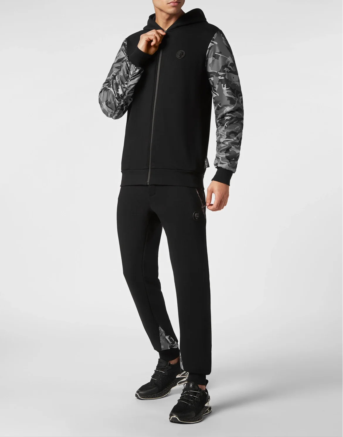 Jogging Tracksuit: Hoodie Sweatjacket/Trousers Camouflage, цвет: Черный
