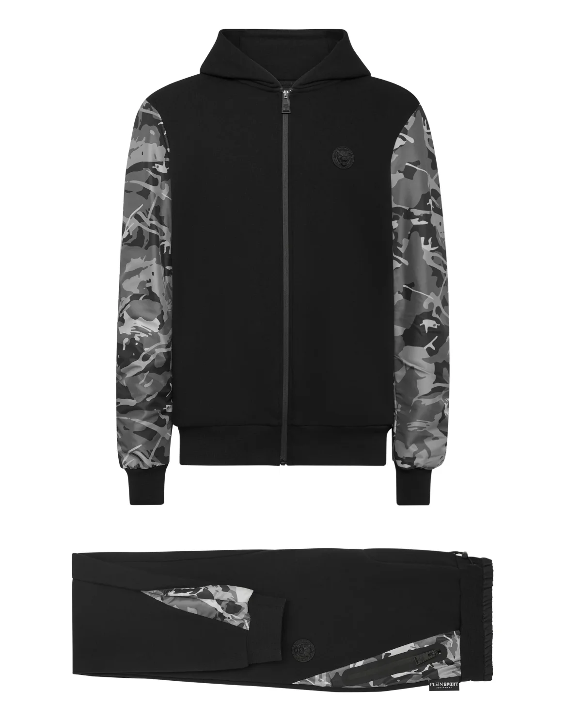 Jogging Tracksuit: Hoodie Sweatjacket/Trousers Camouflage, цвет: Черный