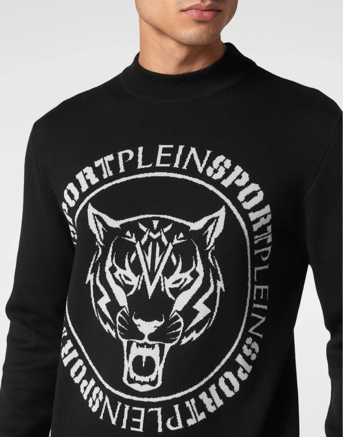 Knit Pullover Round Neck LS Tiger, цвет: Черный