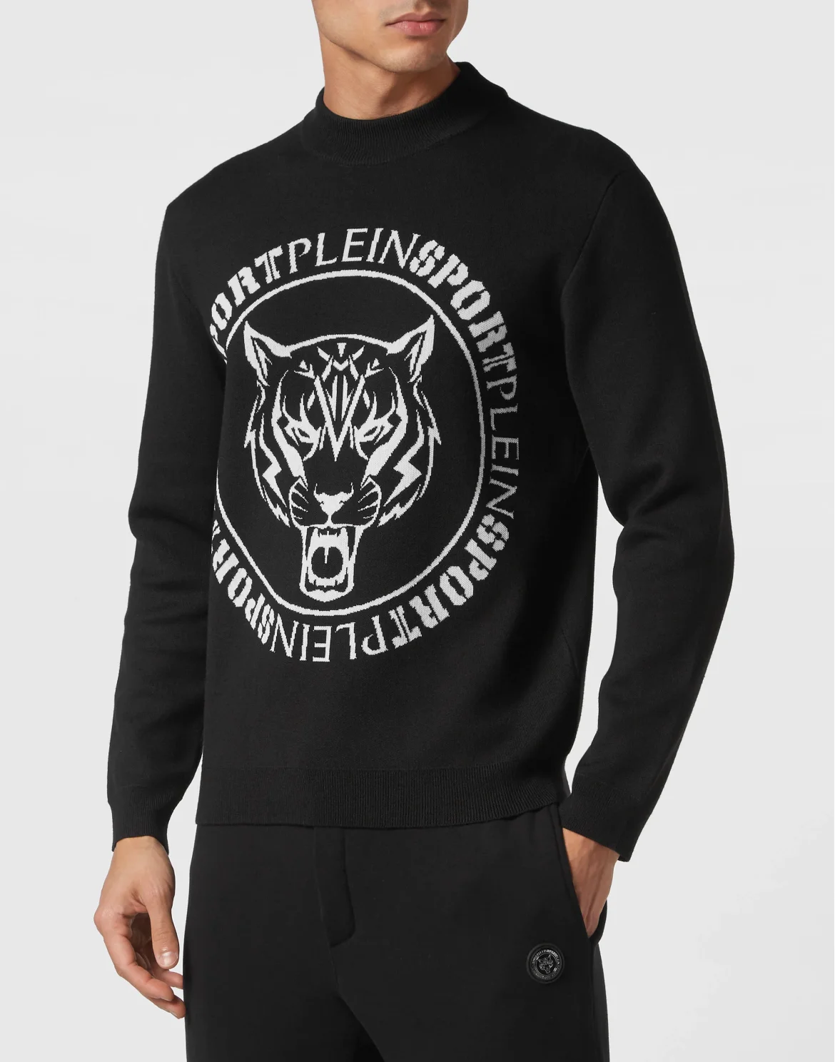 Knit Pullover Round Neck LS Tiger, цвет: Черный