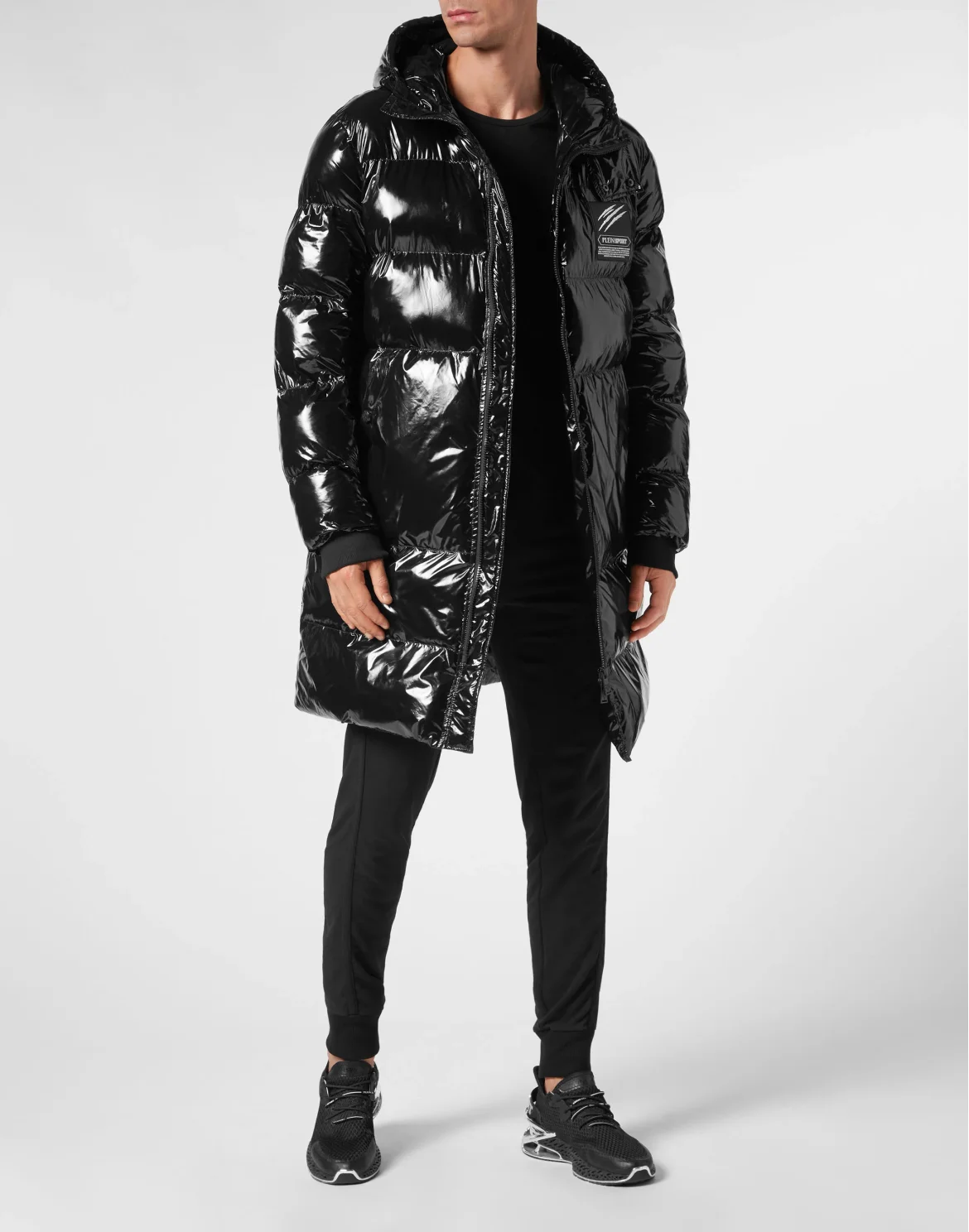 Long Nylon Puffer Jacket, цвет: Черный
