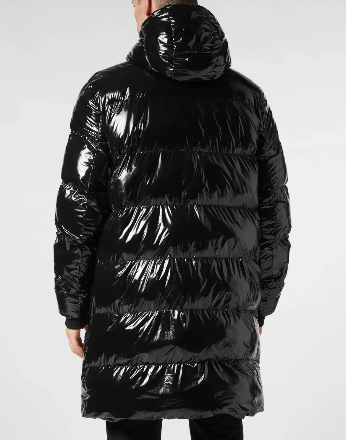 Long Nylon Puffer Jacket, цвет: Черный