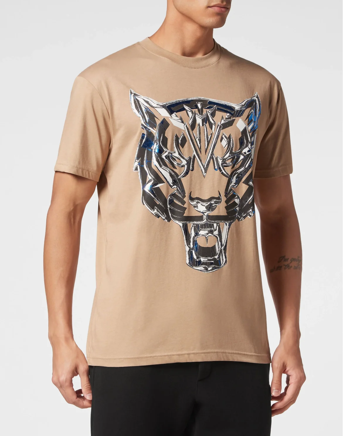 T-shirt Round Neck SS Chrome Tiger, цвет: Бежевый