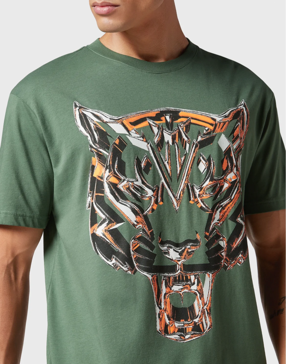 T-shirt Round Neck SS Chrome Tiger, цвет: Серый