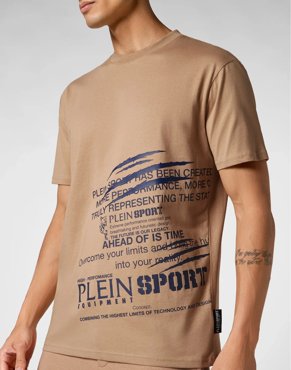 T-shirt Round Neck SS Lettering, цвет: Бежевый