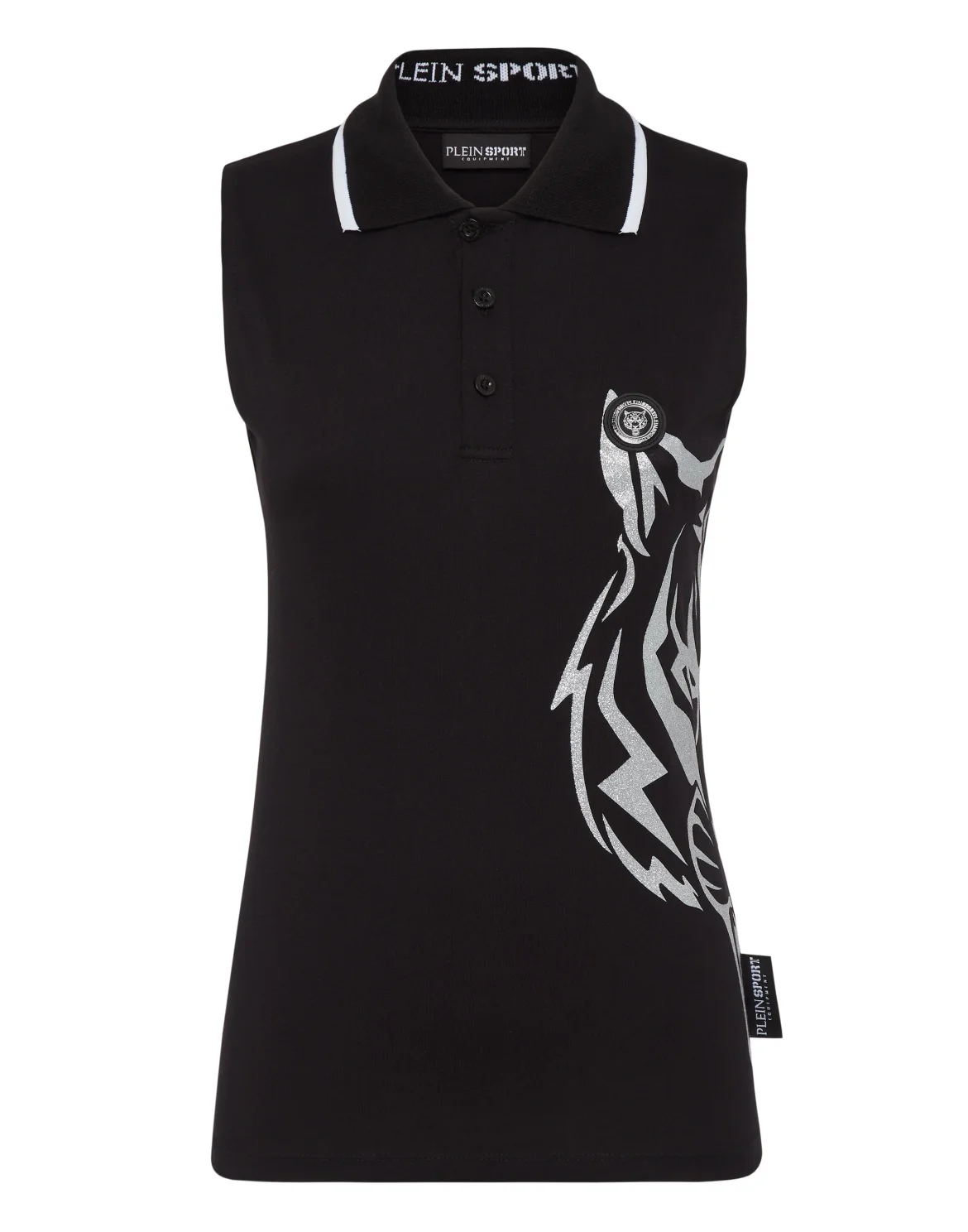 Sleeveless Polo Shirt Glitter, цвет: Черный