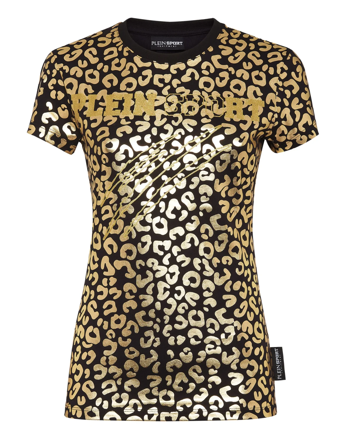 T-shirt Round Neck Sexy Pure Fit Leopard, цвет: Золотой