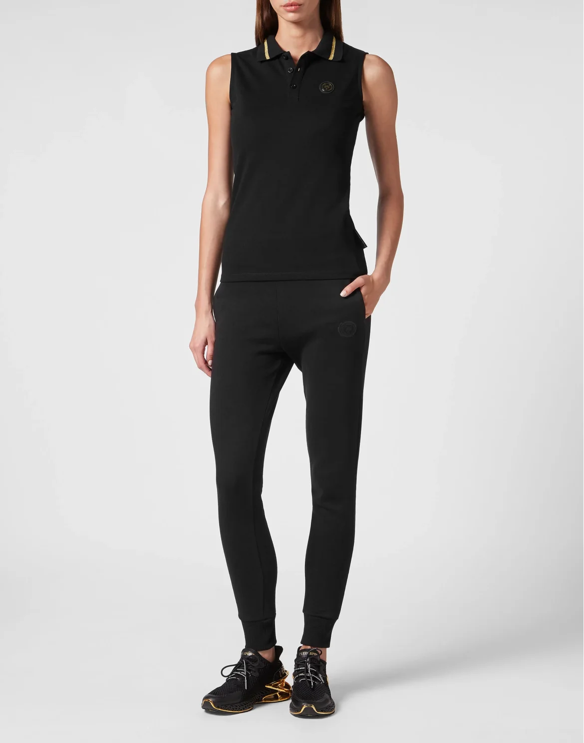 Sleeveless Polo Shirt, цвет: Черный