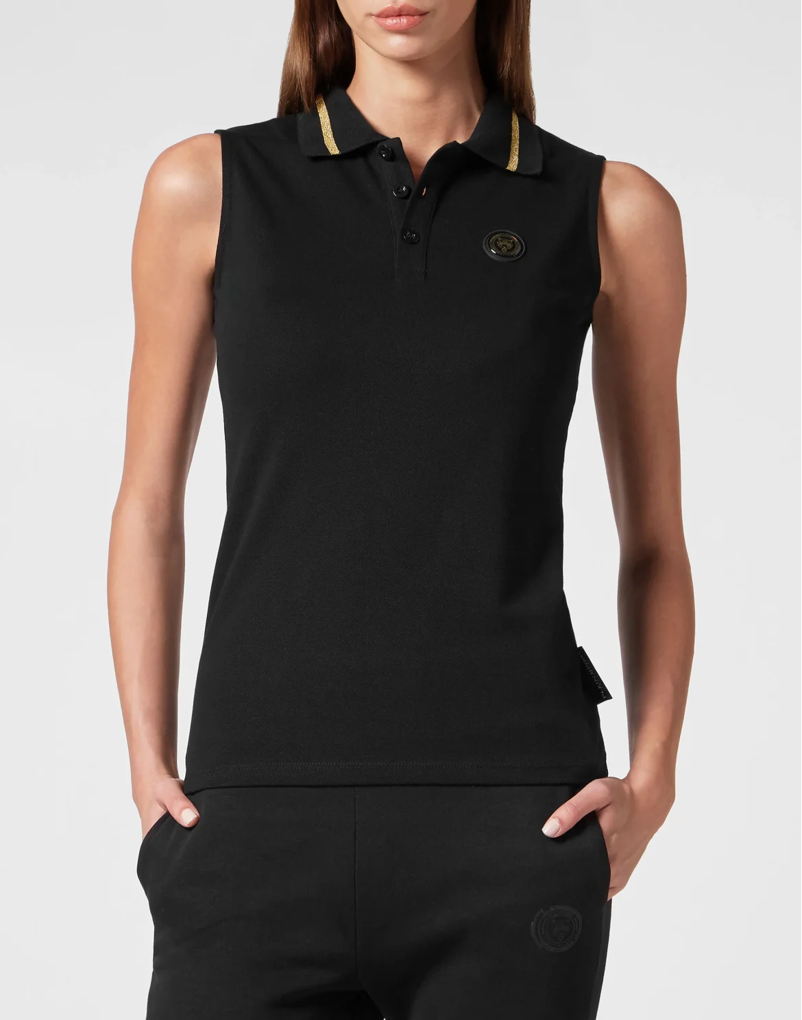 Sleeveless Polo Shirt, цвет: Черный