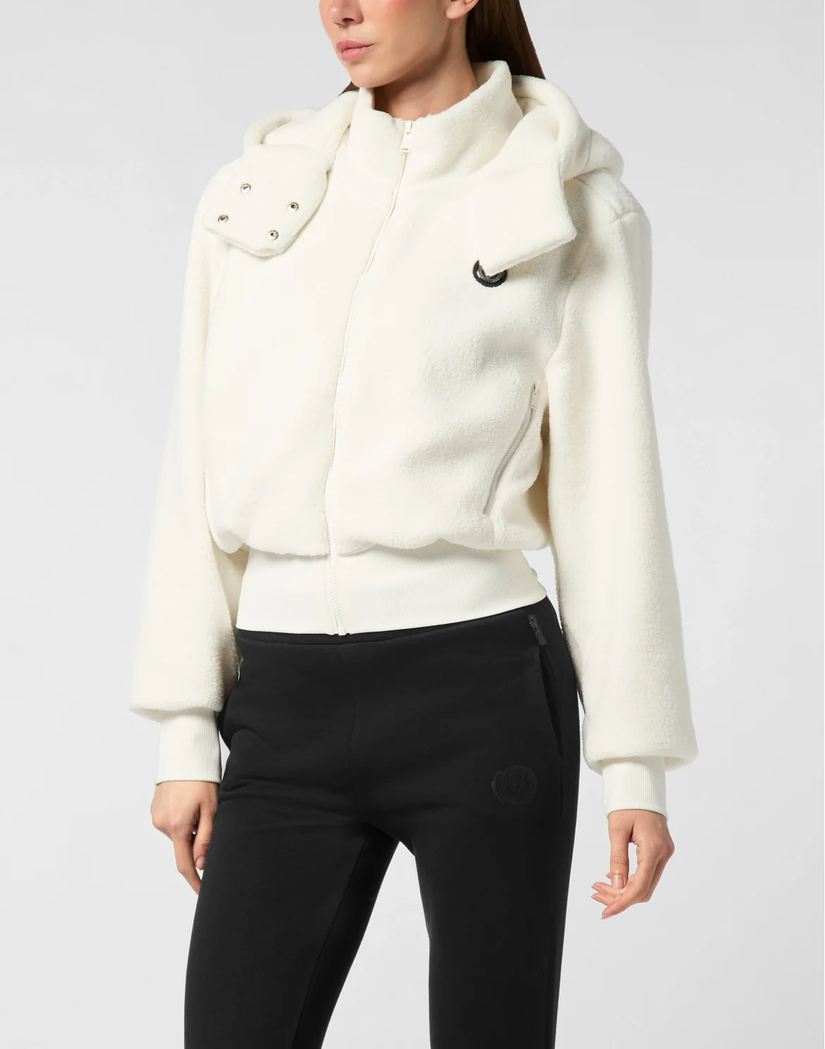 Sherpa Puffered Hoodie Sweatjacket, цвет: Белый