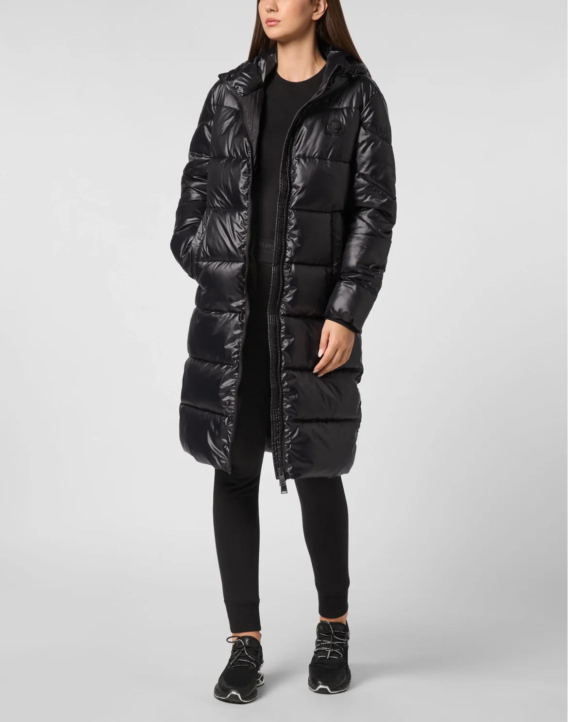 Nylon Long Puffered Jacket, цвет: Черный