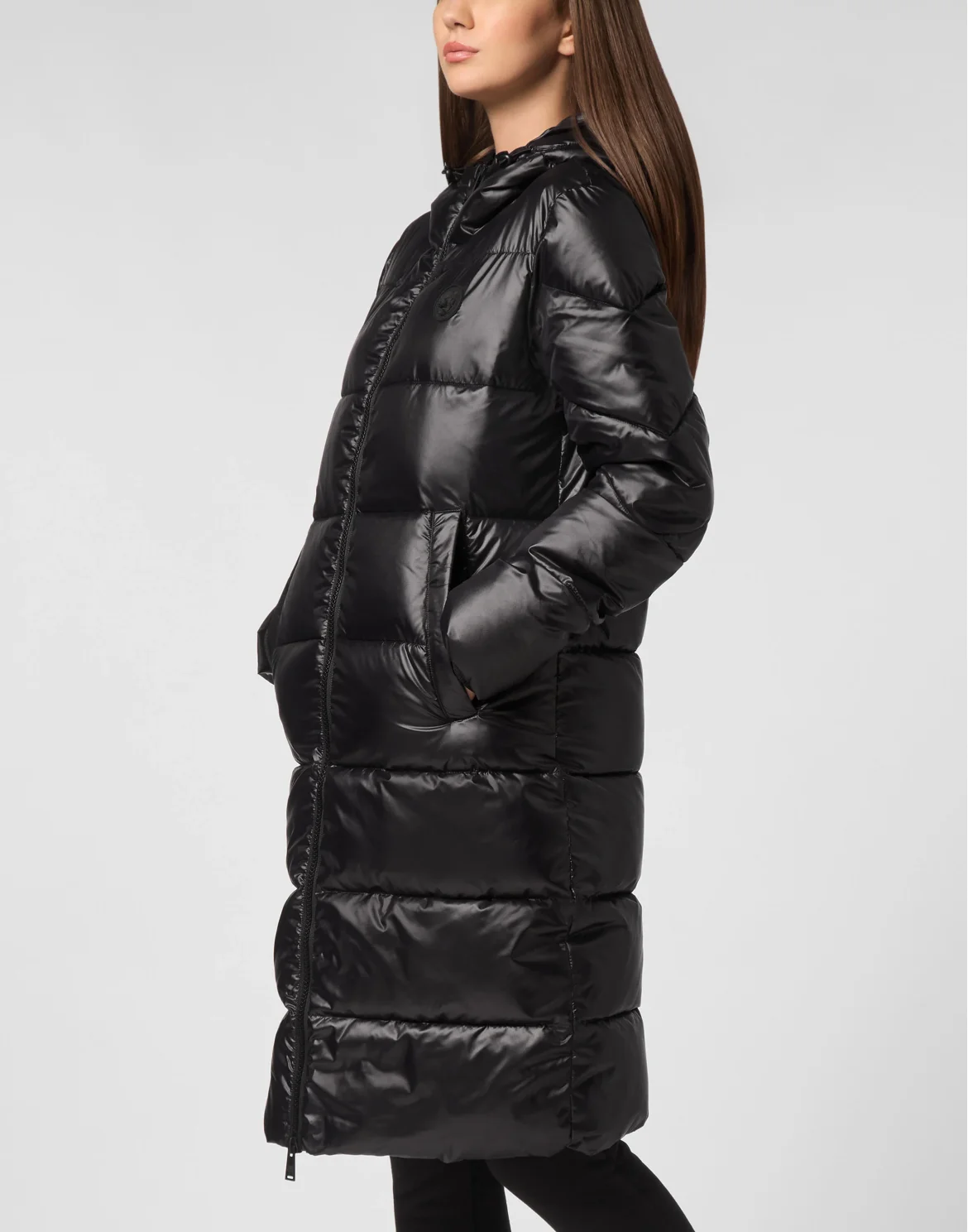 Nylon Long Puffered Jacket, цвет: Черный