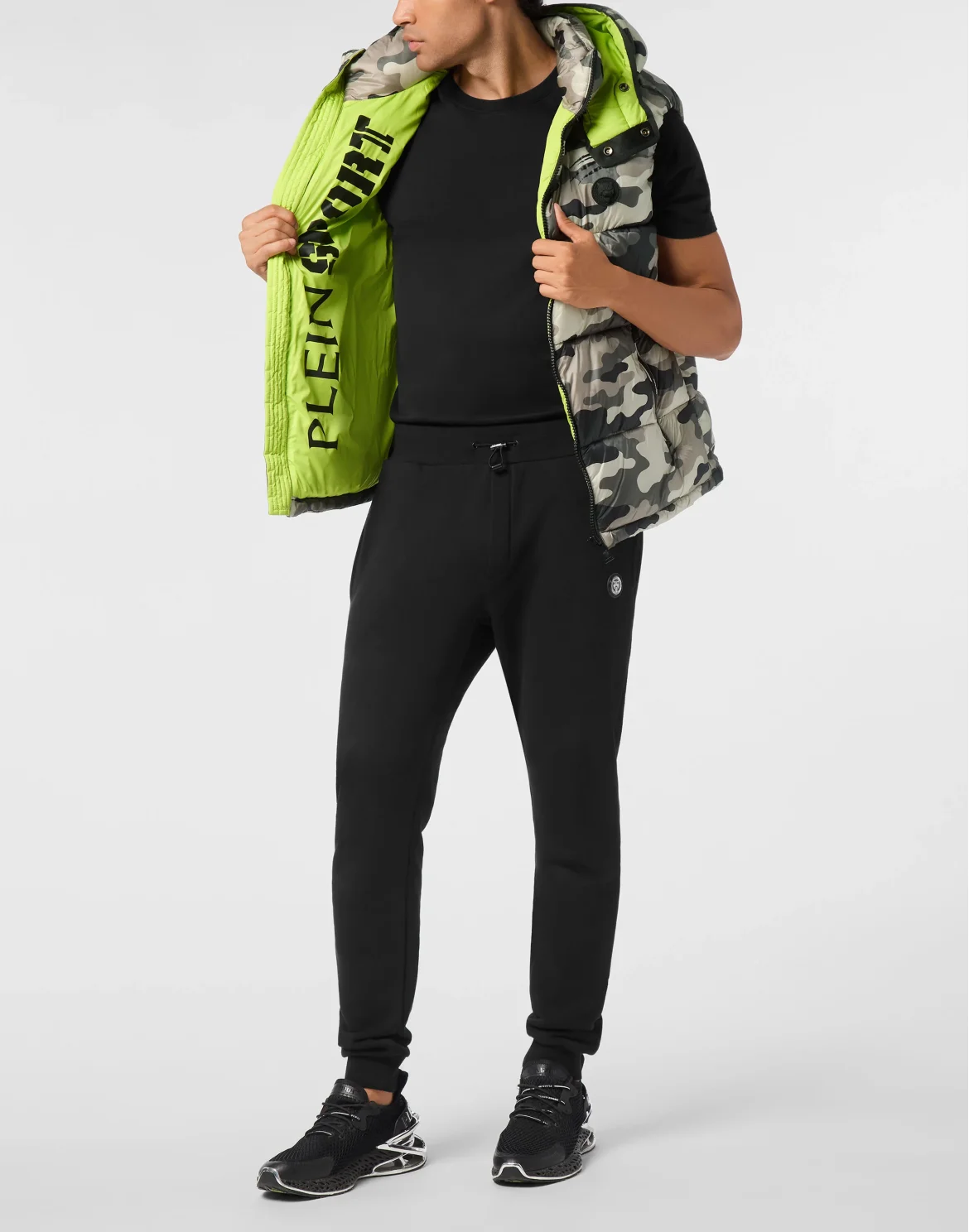 Puffer Jacket Vest Camouflage Camouflage, цвет: Черный