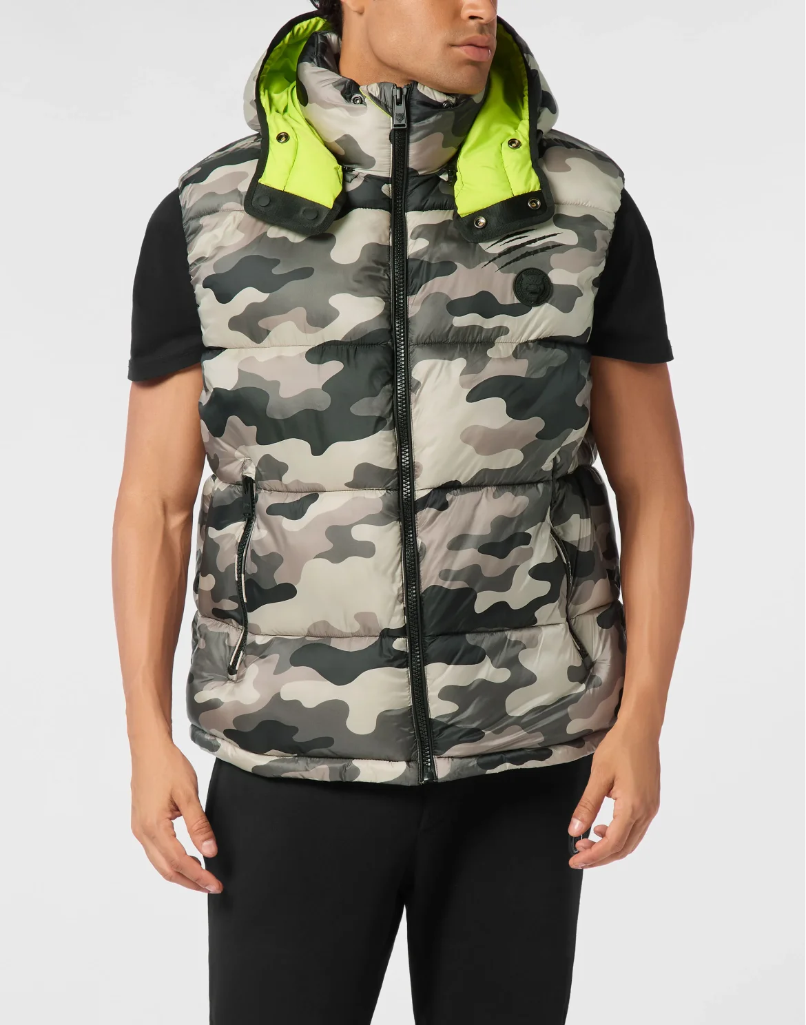 Puffer Jacket Vest Camouflage Camouflage, цвет: Черный