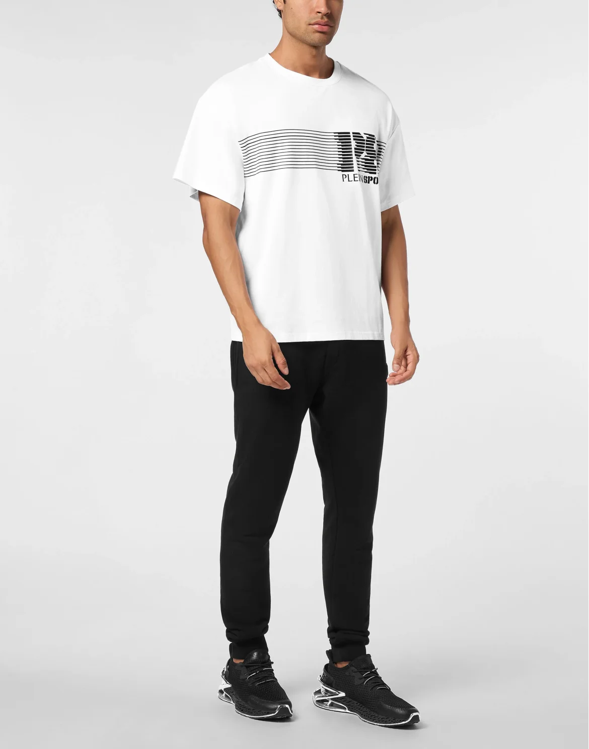 Round Neck T-Shirt Logo Stripes, цвет: Белый