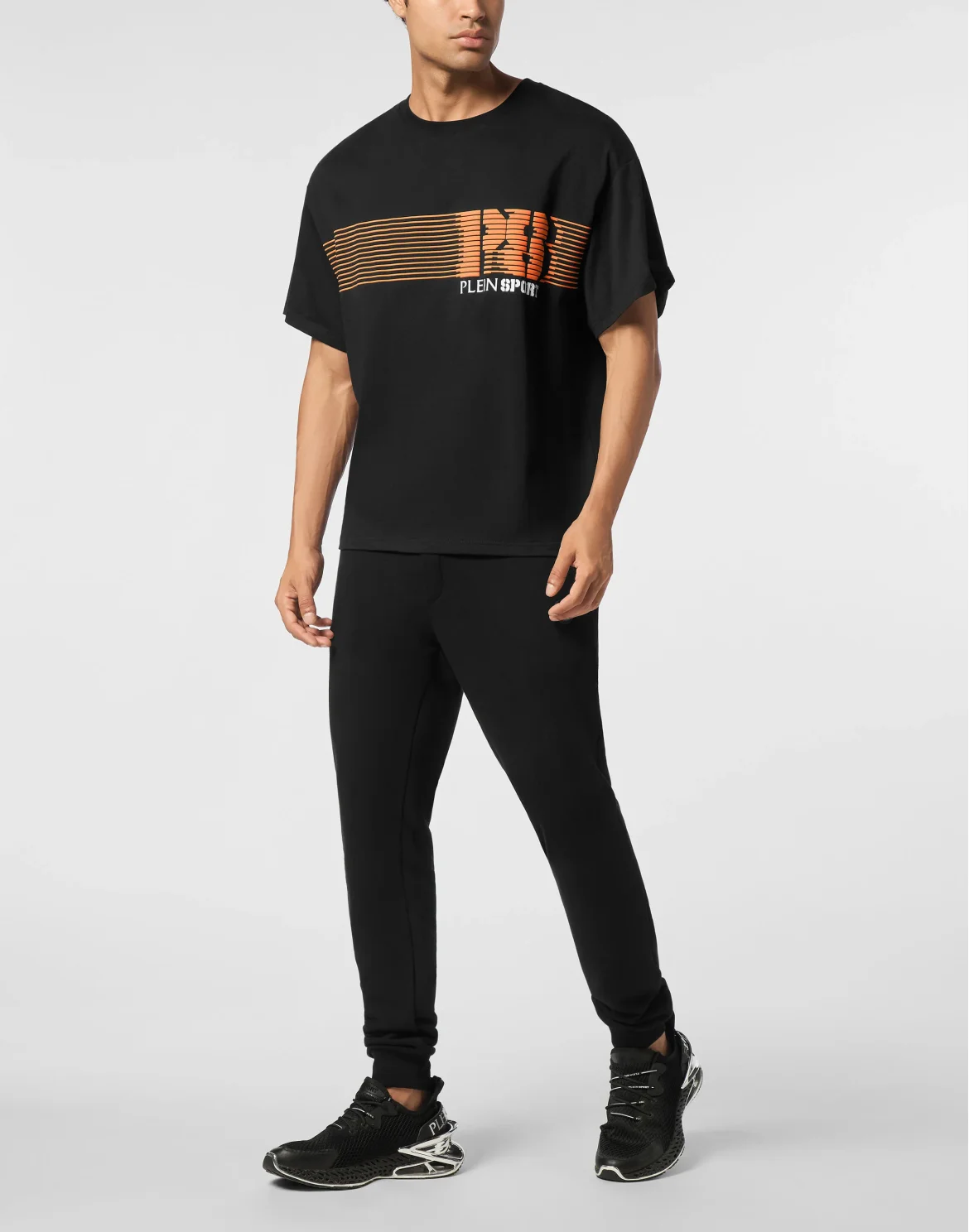 Round Neck T-Shirt Logo Stripes, цвет: Черный