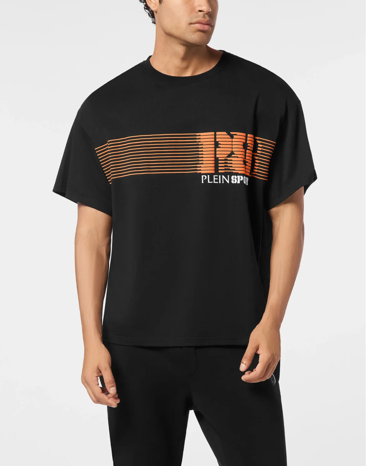 Round Neck T-Shirt Logo Stripes, цвет: Черный