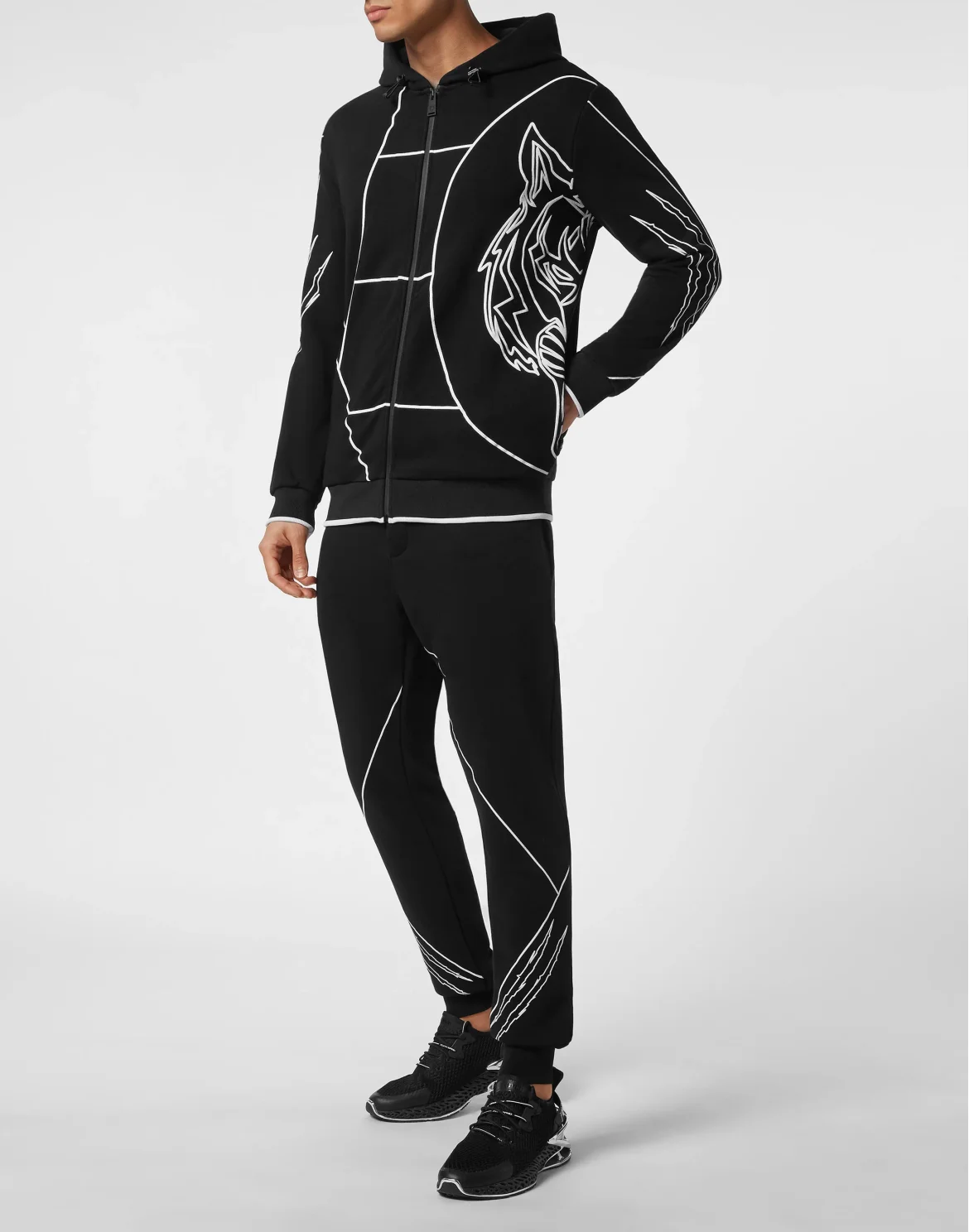 Jogging Tracksuit: Sweatjacket/Trousers Tiger Court Edition, цвет: Черный