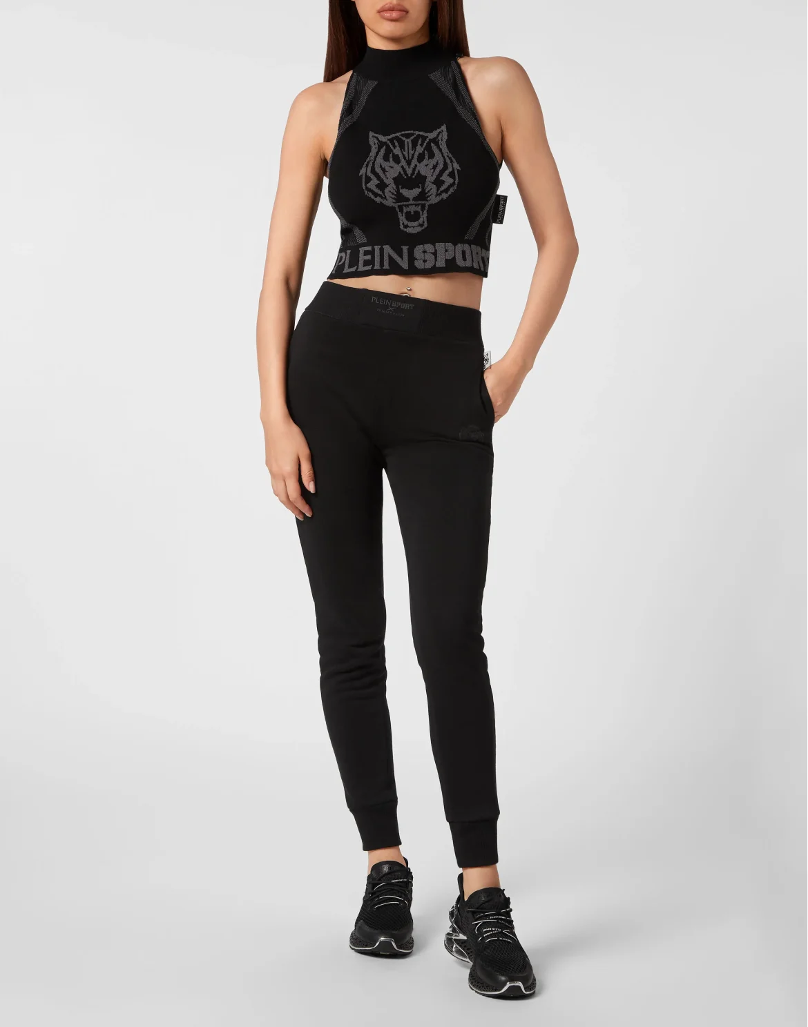 Knit Jacquard Cropped Top, цвет: Черный