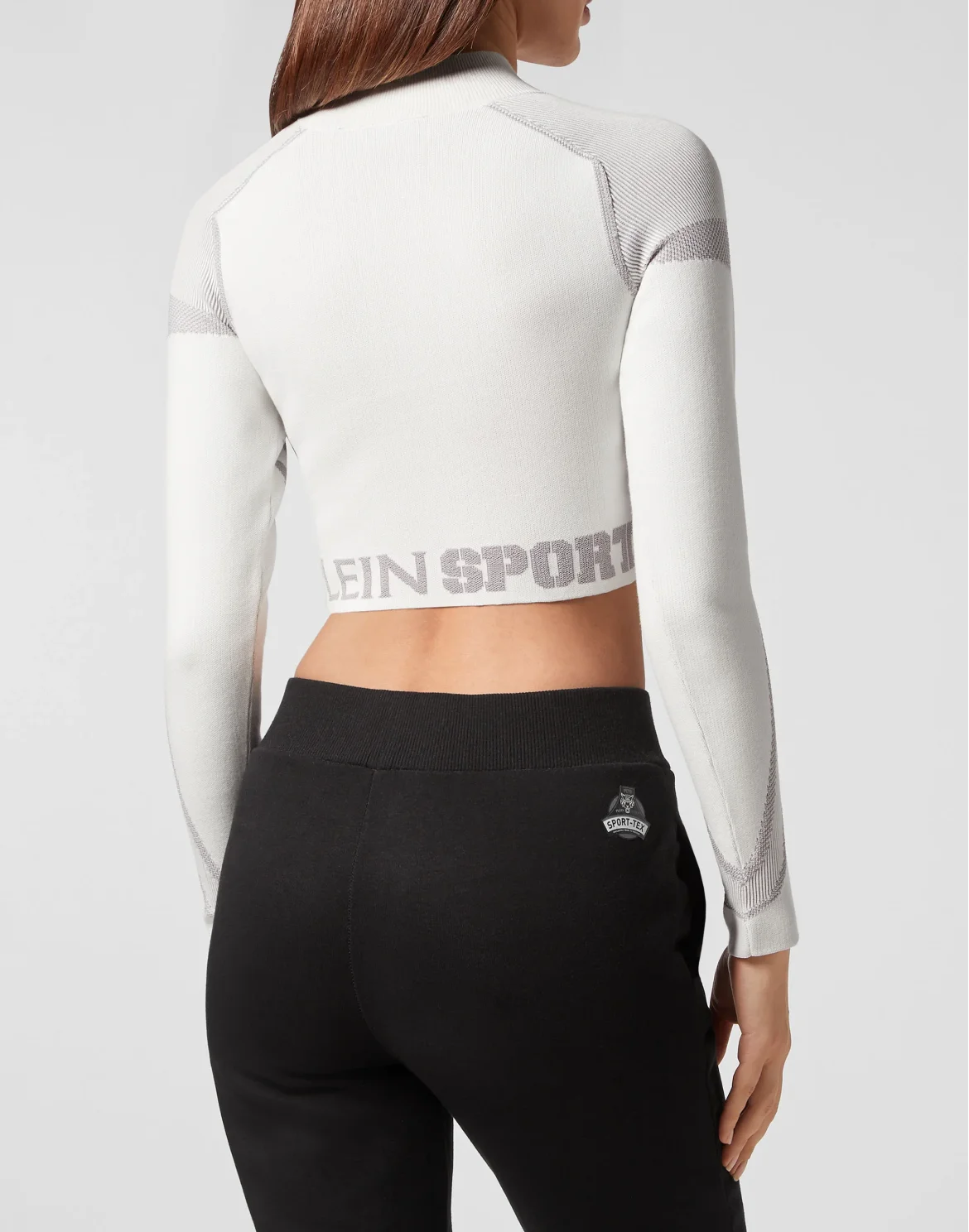 Knit Jacquard Cropped Top LS, цвет: Белый