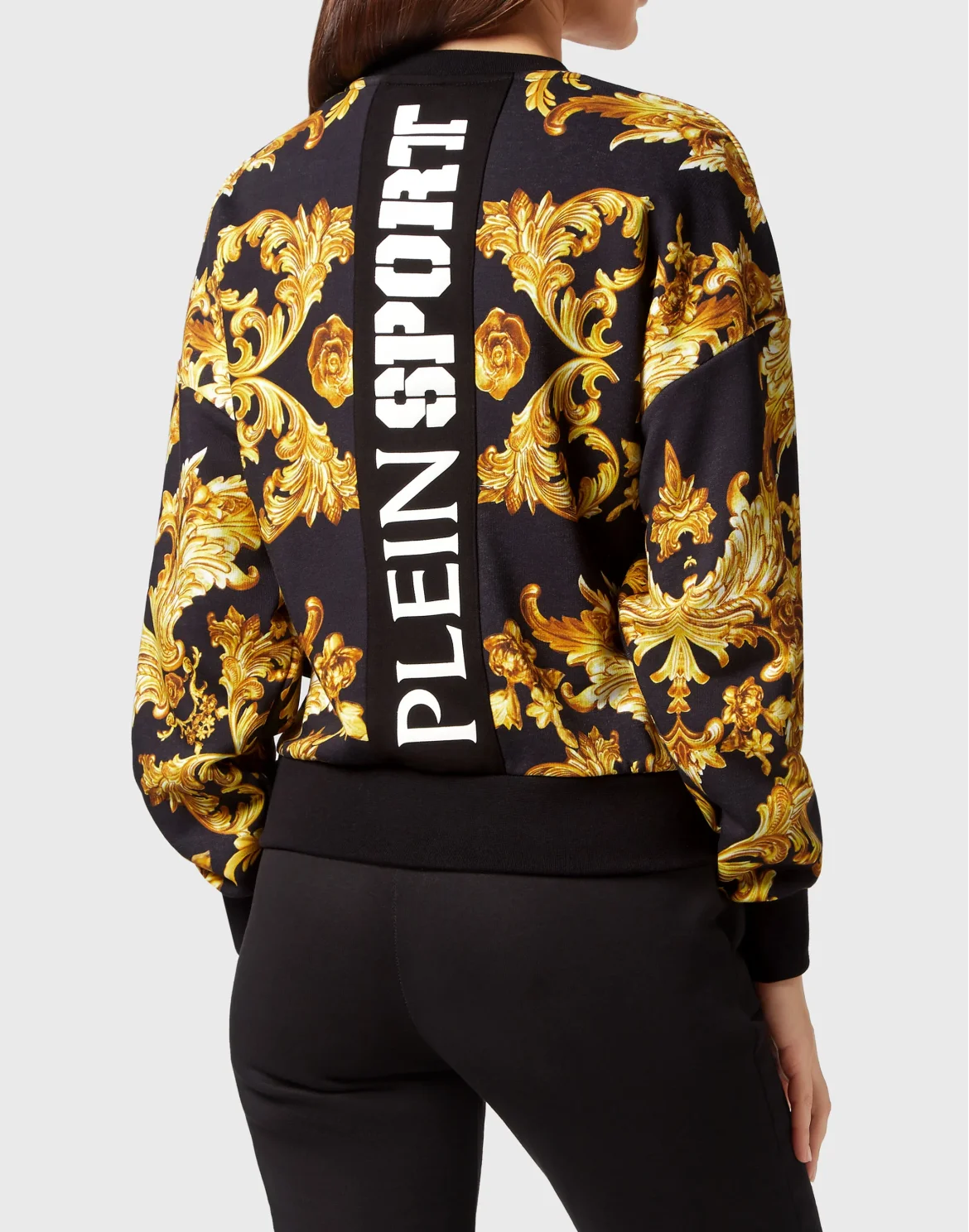 Cropped Sweatshirt LS Baroque, цвет: Черный