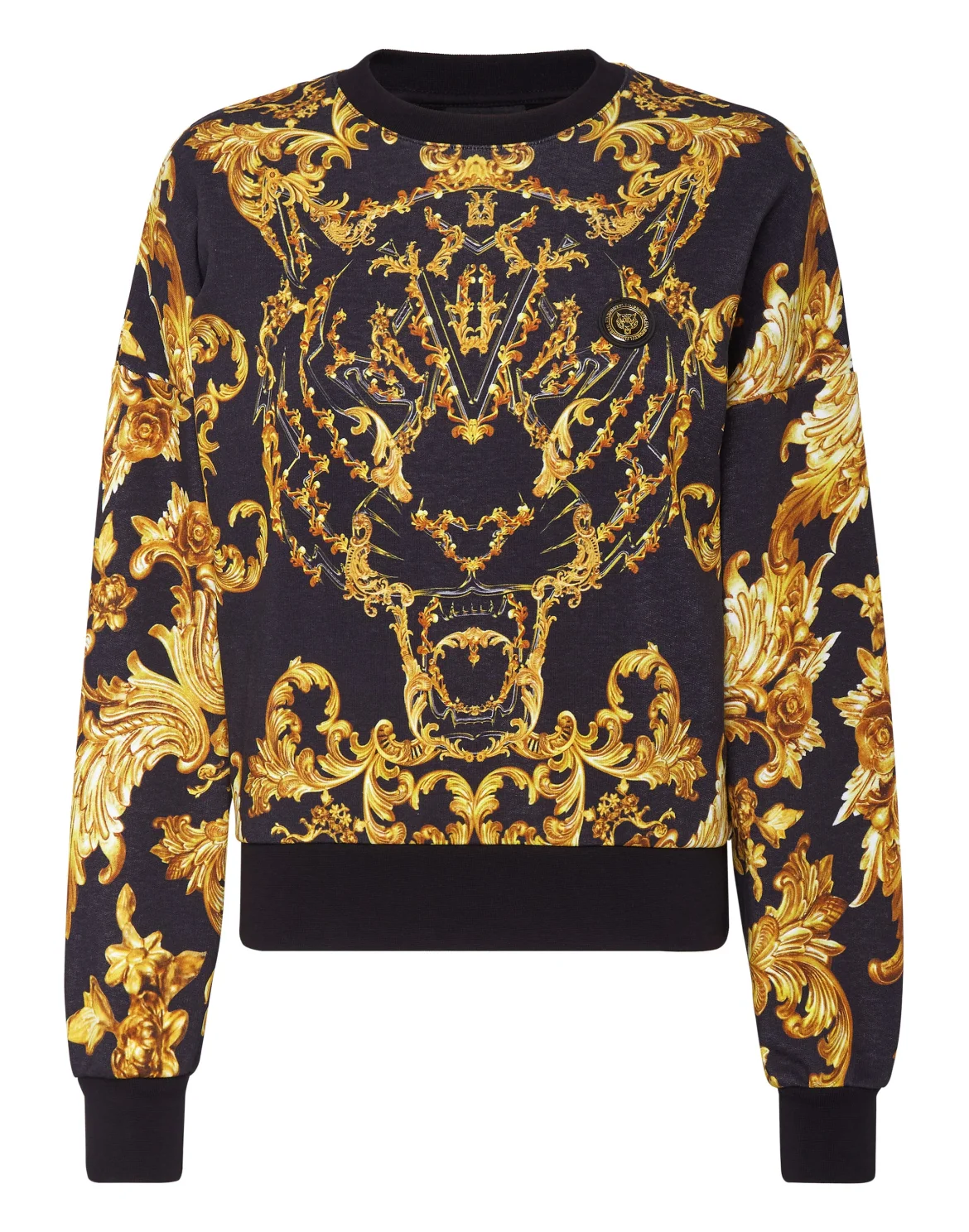 Cropped Sweatshirt LS Baroque, цвет: Черный