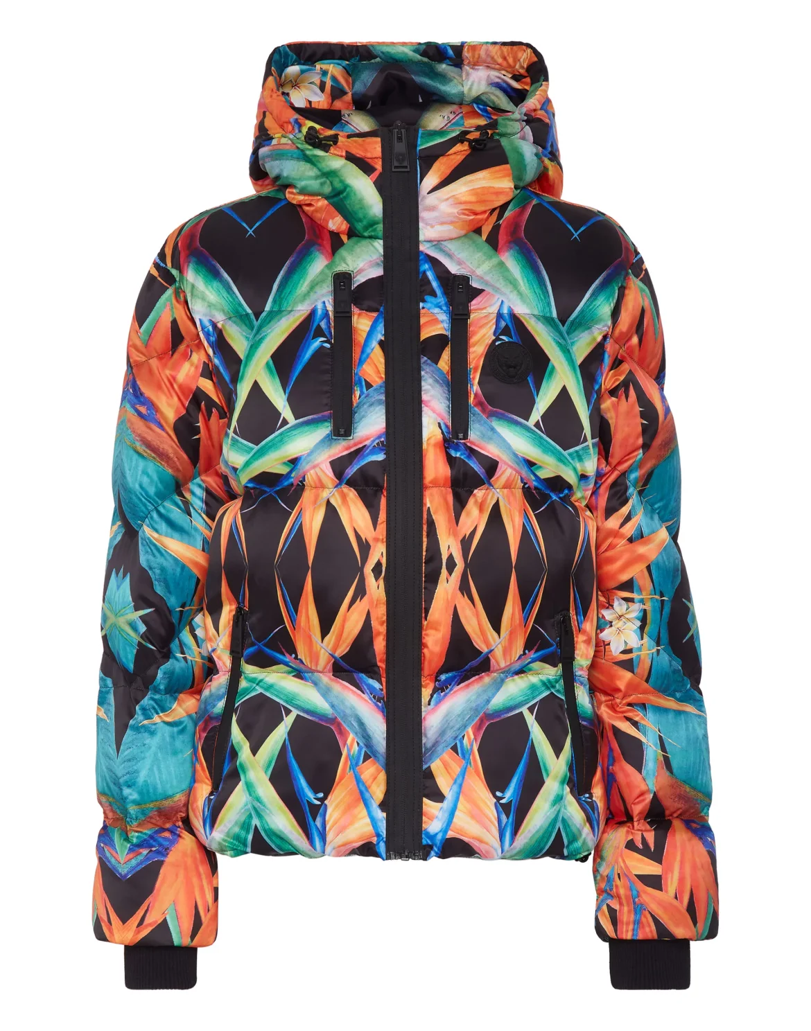 Nylon Puffer Jacket Flowers, цвет: Черный