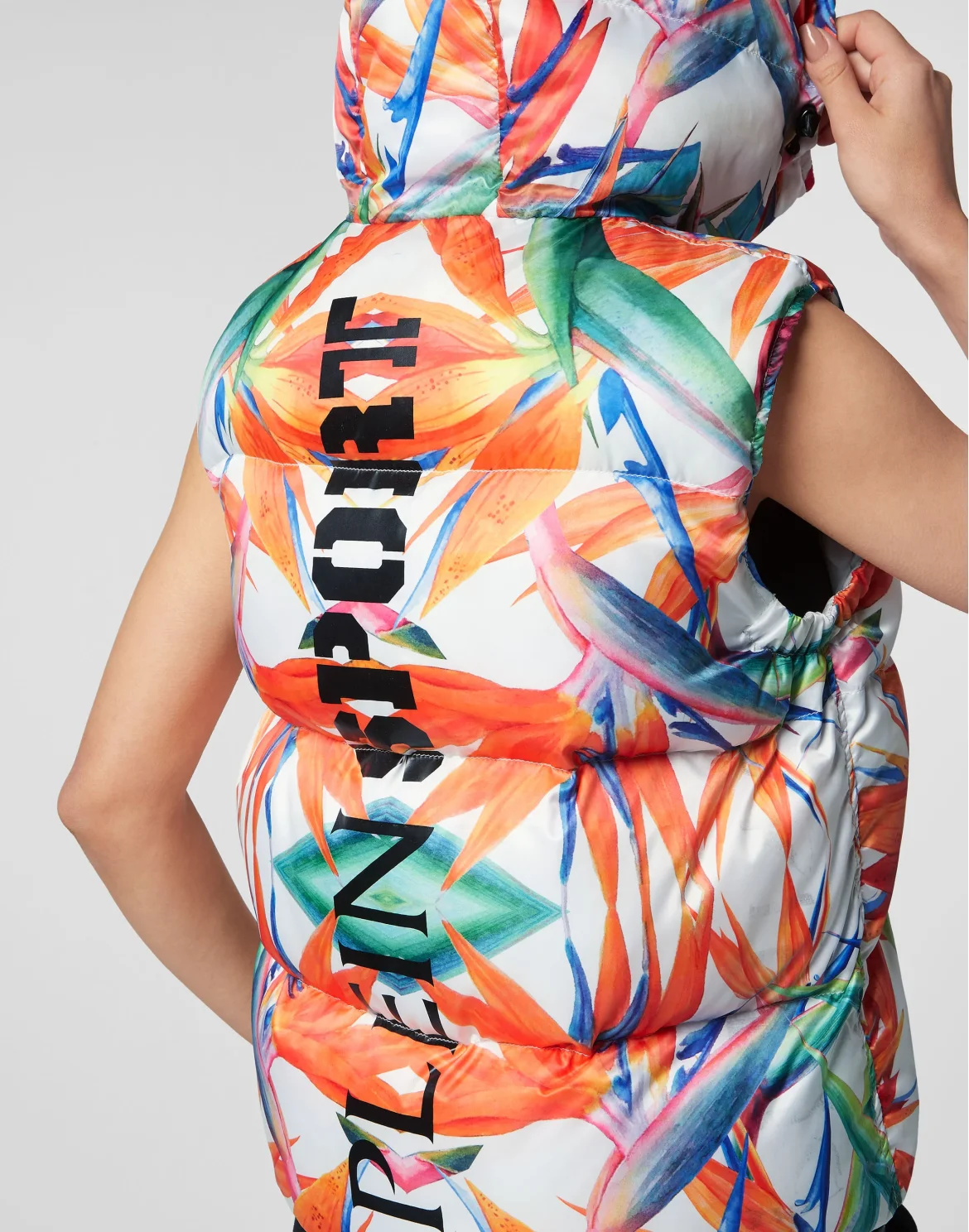 Nylon Puffer Gilet Flowers, цвет: Мультиколор