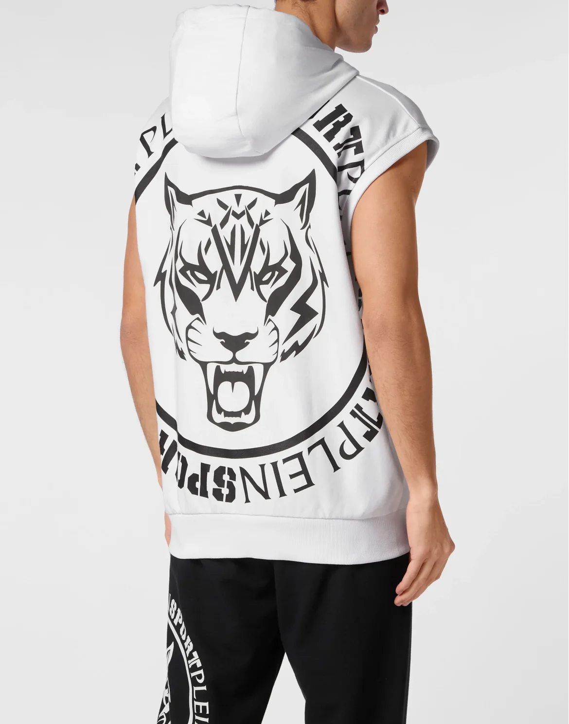 Sleeveless Hoodie Sweatshirt Carbon Tiger, цвет: Белый