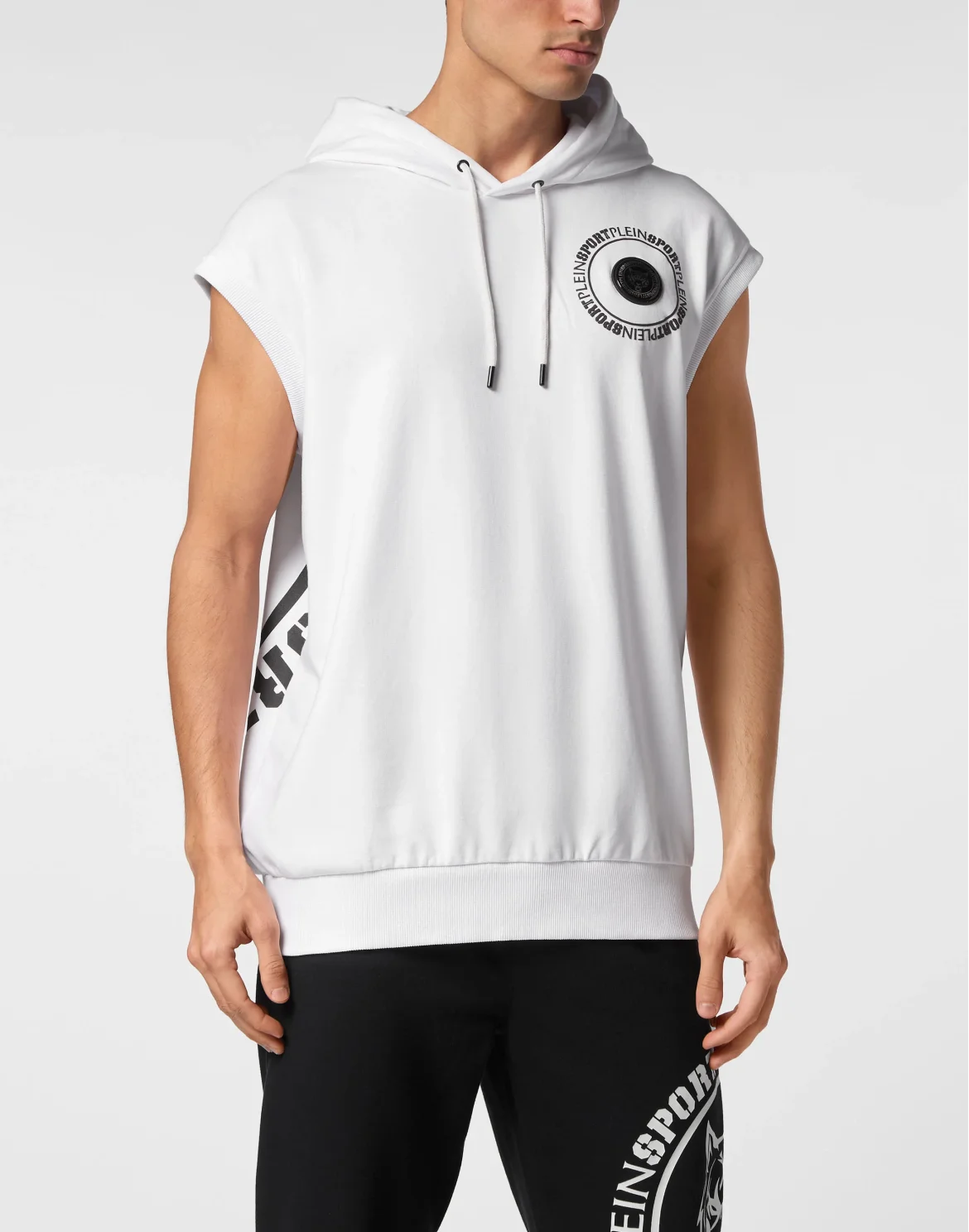Sleeveless Hoodie Sweatshirt Carbon Tiger, цвет: Белый
