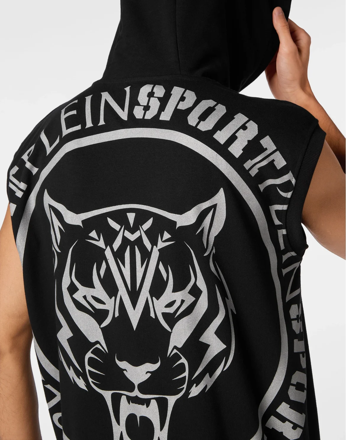 Sleeveless Hoodie Sweatshirt Carbon Tiger, цвет: Черный