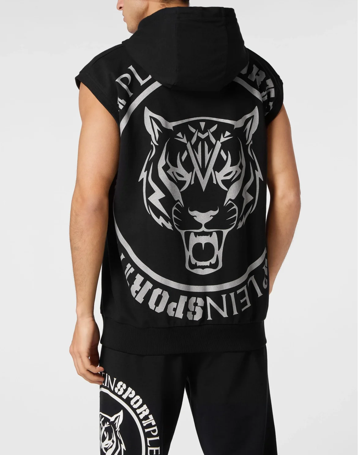 Sleeveless Hoodie Sweatshirt Carbon Tiger, цвет: Черный