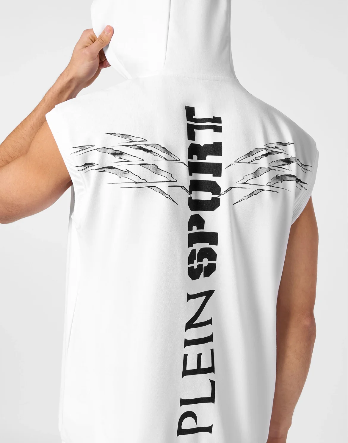 Sleeveless Hoodie Sweatshirt Scratch, цвет: Белый