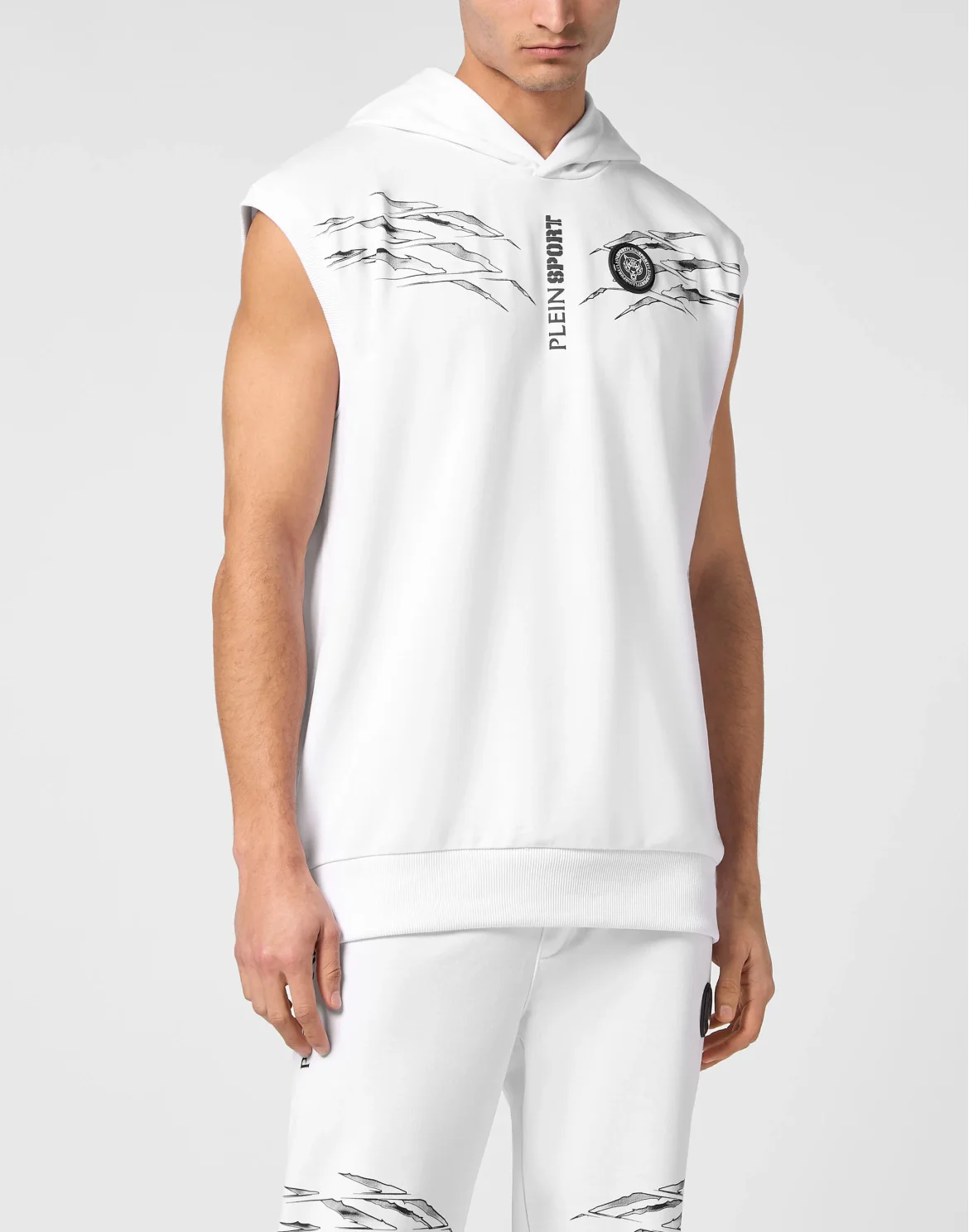 Sleeveless Hoodie Sweatshirt Scratch, цвет: Белый