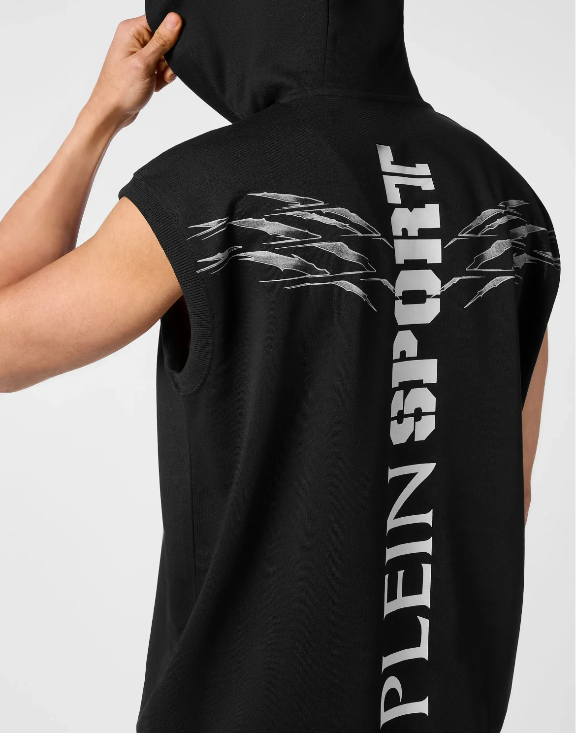 Sleeveless Hoodie Sweatshirt Scratch, цвет: Черный