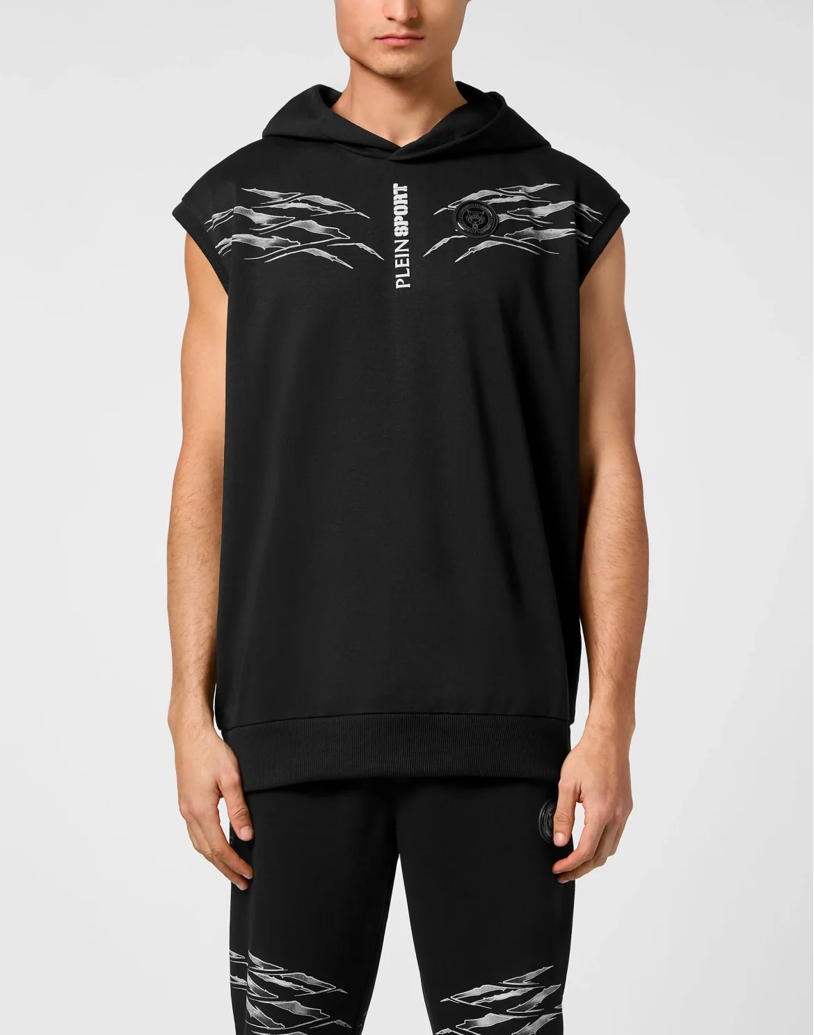 Sleeveless Hoodie Sweatshirt Scratch, цвет: Черный