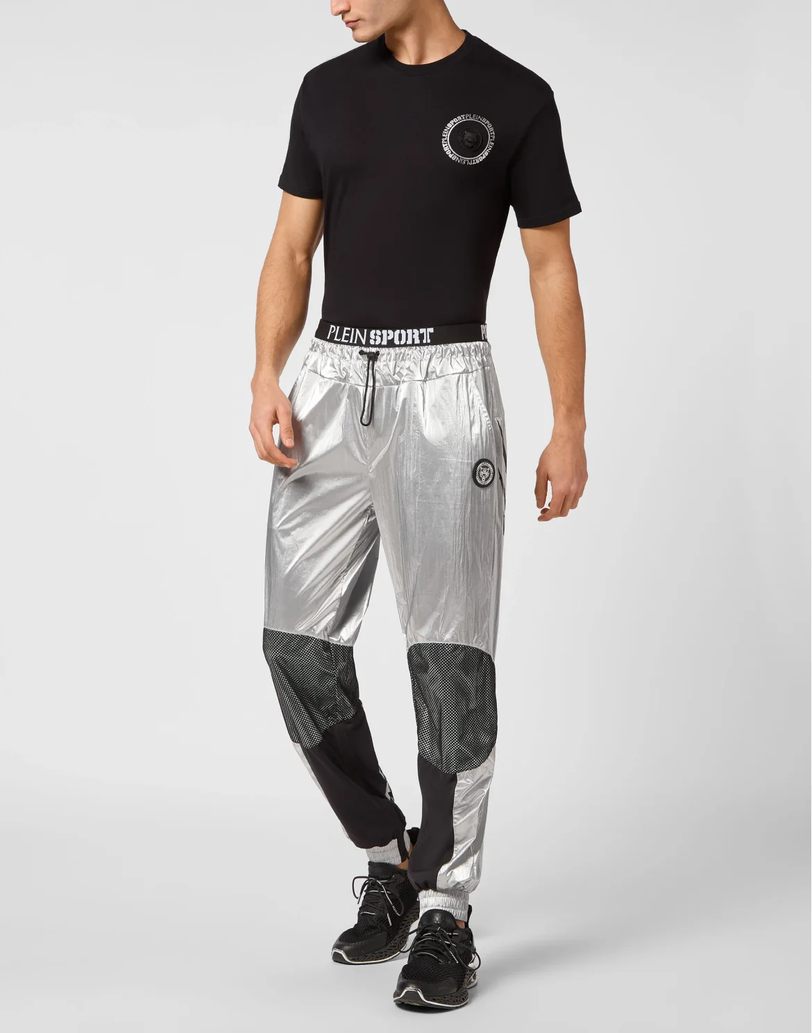 Nylon Crease Jogging Trousers, цвет: Серебристый