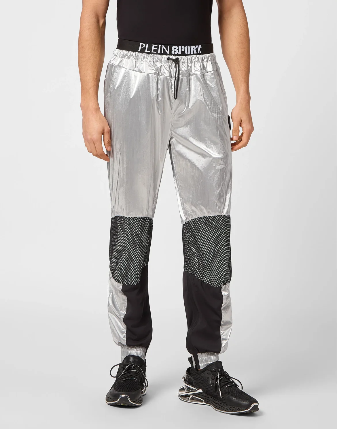 Nylon Crease Jogging Trousers, цвет: Серебристый