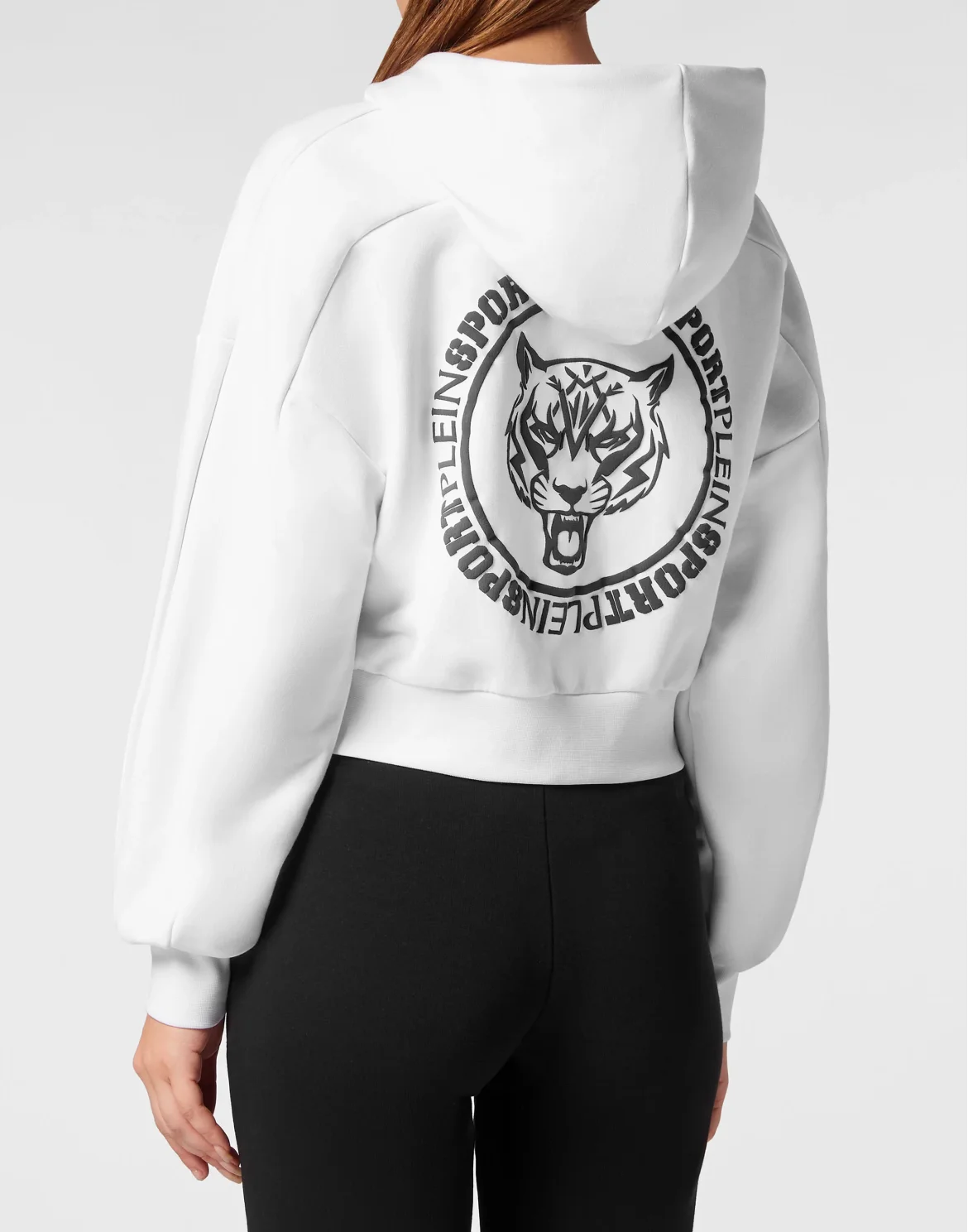 Cropped Hoodie Sweatshirt Tiger, цвет: Белый