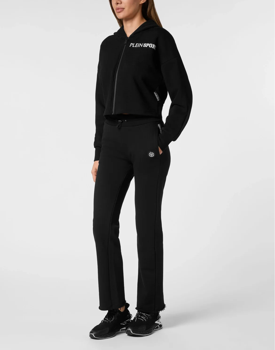 Cropped Hoodie Sweatshirt Tiger, цвет: Черный