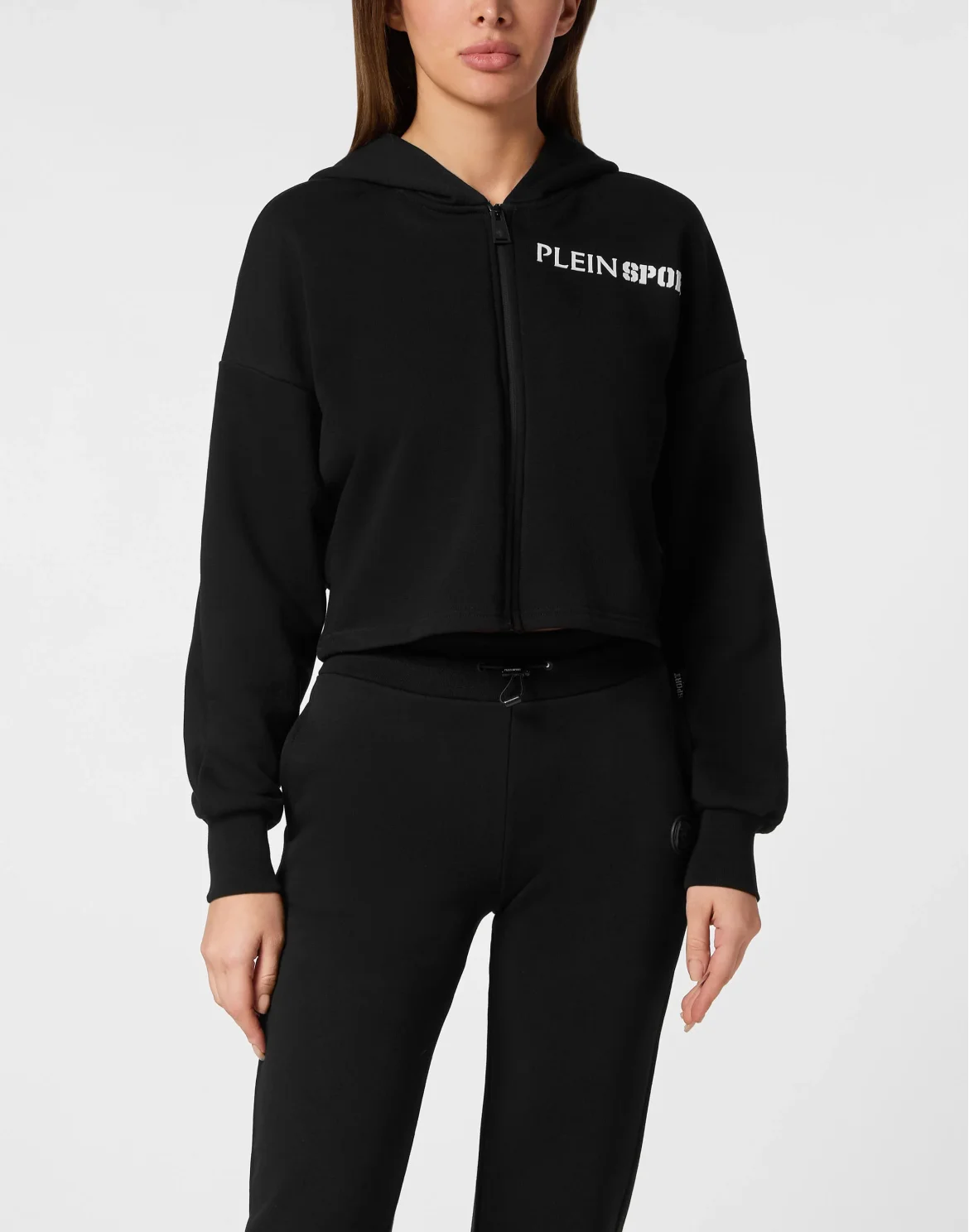 Cropped Hoodie Sweatshirt Tiger, цвет: Черный