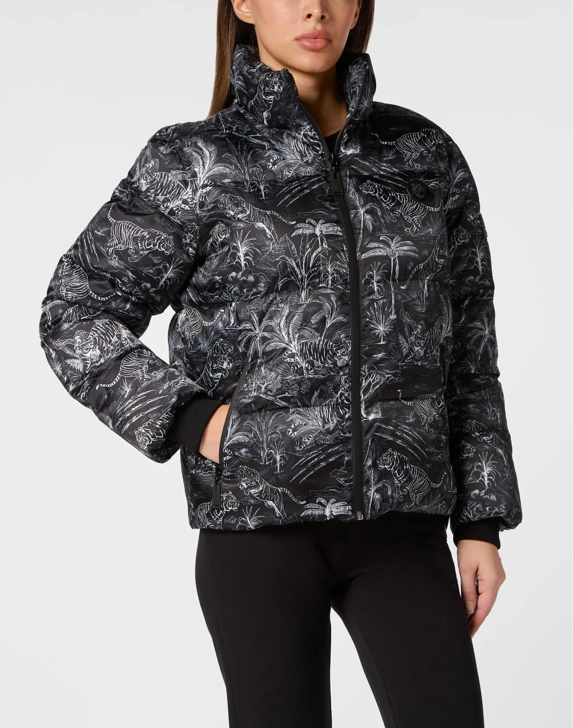 Nylon Puffer Jacket Toile, цвет: Черный