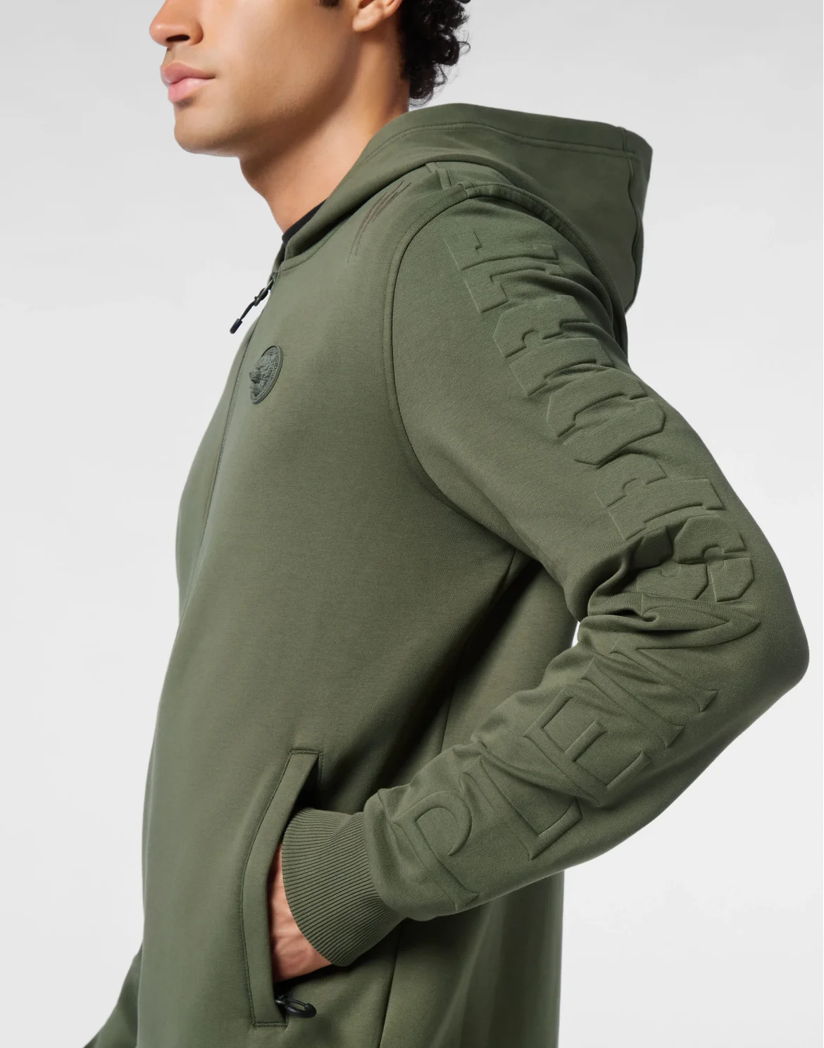 Embossed Hoodie Sweatjacket, цвет: Серый