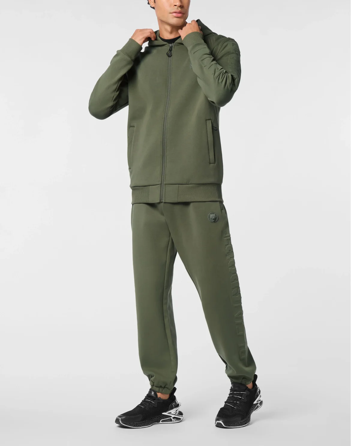 Embossed Hoodie Sweatjacket, цвет: Серый