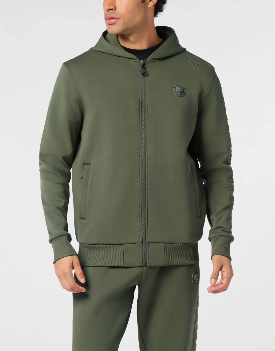 Embossed Hoodie Sweatjacket, цвет: Серый