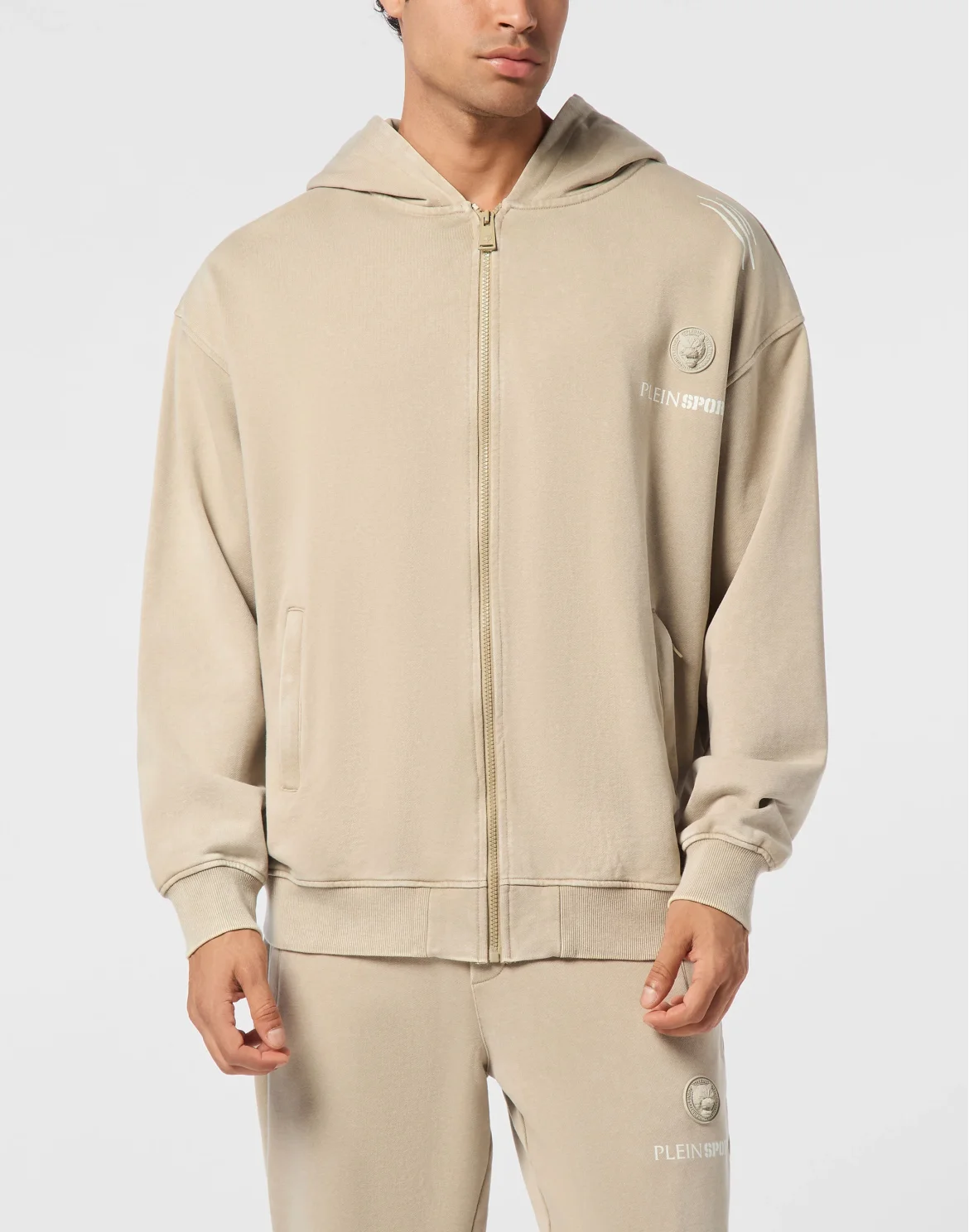 Hoodie Sweatjacket Cold Dye, цвет: Бежевый