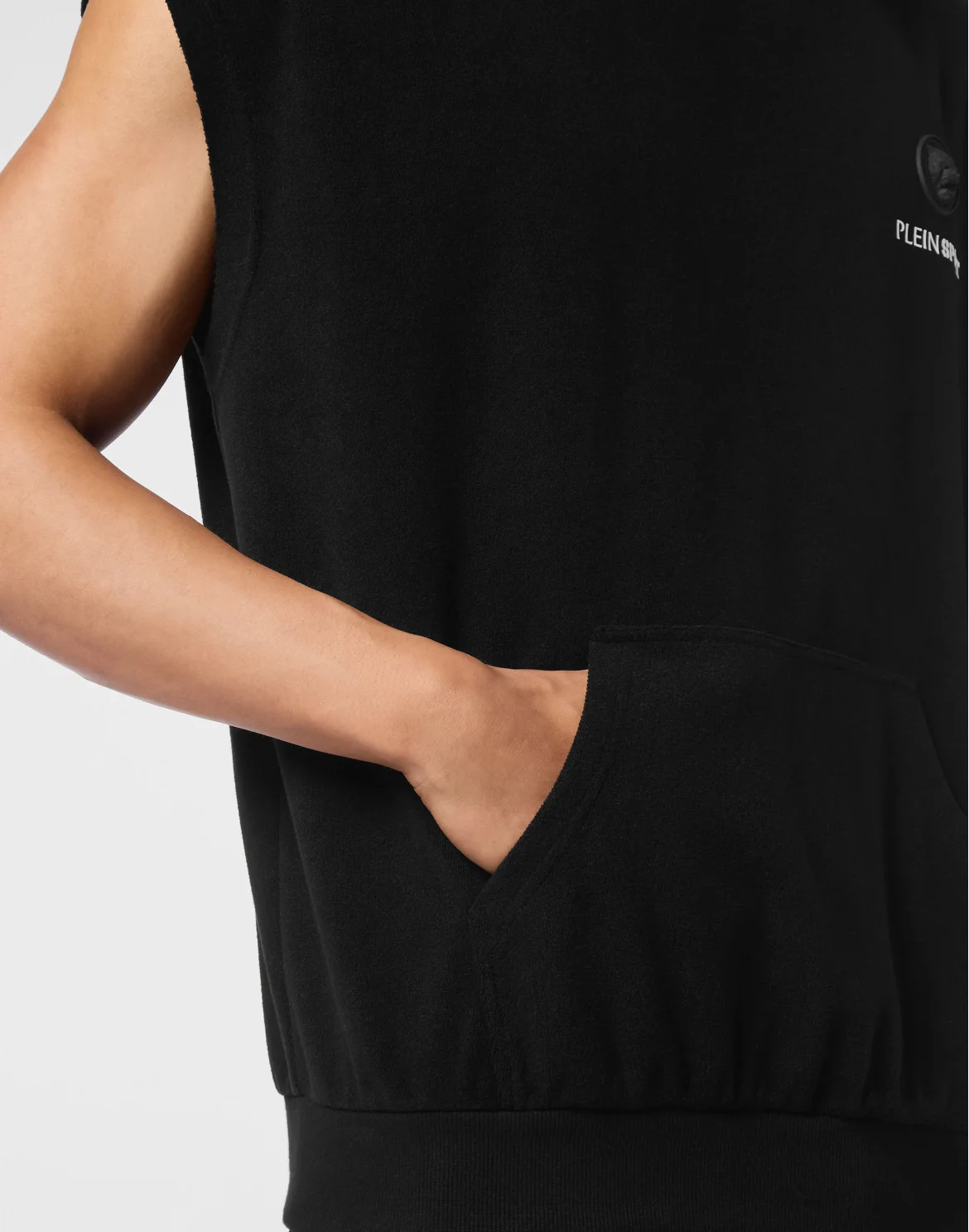Sponge Sleeveless Hoodied Vest, цвет: Черный