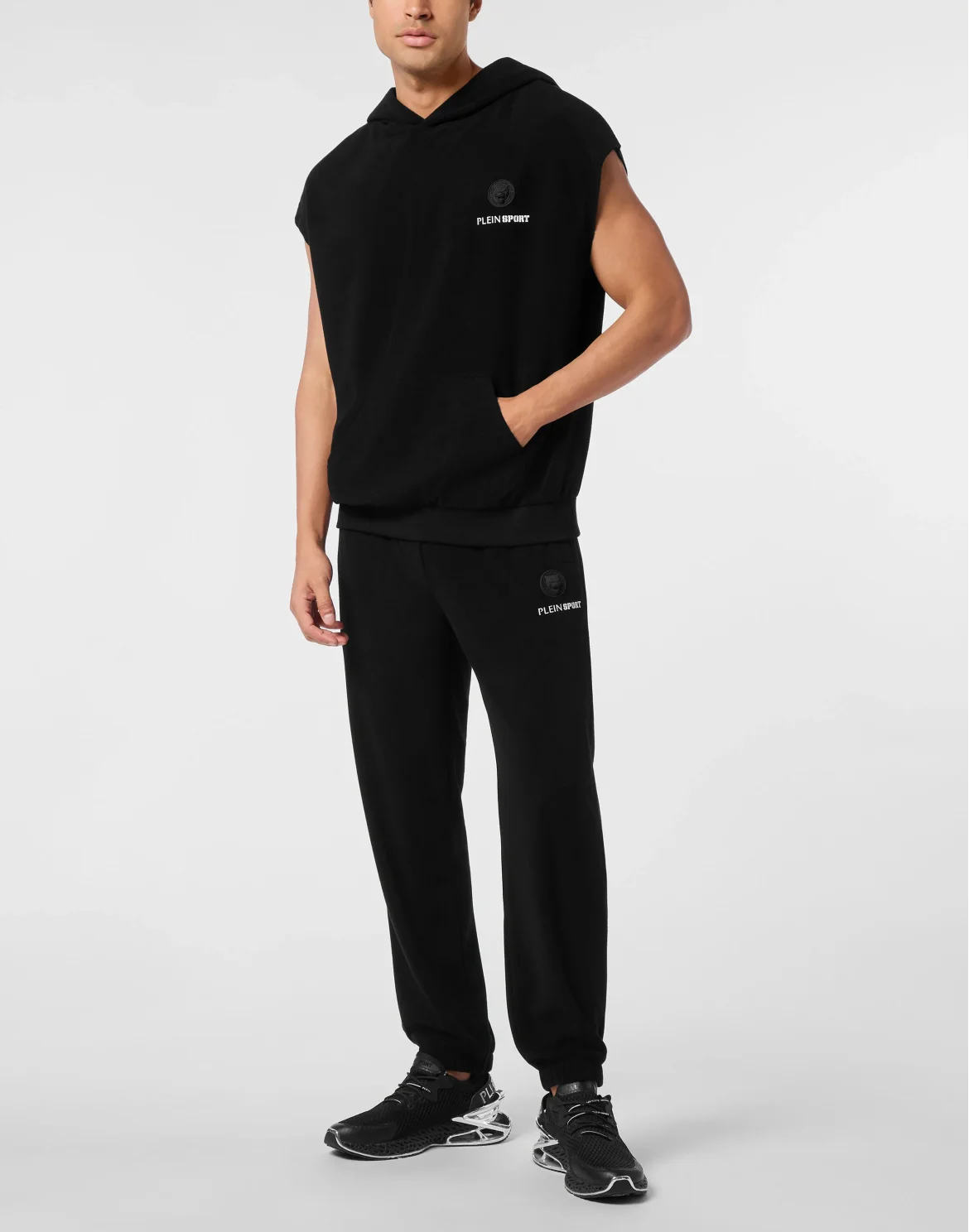 Sponge Sleeveless Hoodied Vest, цвет: Черный