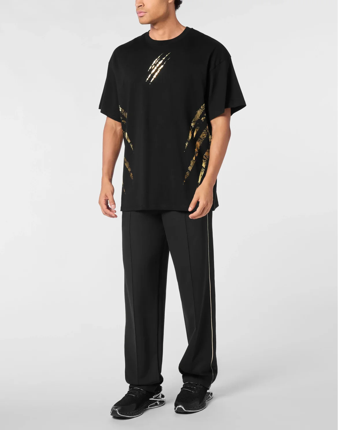 Cotton Round Neck T-Shirt Body Lines, цвет: Золотой